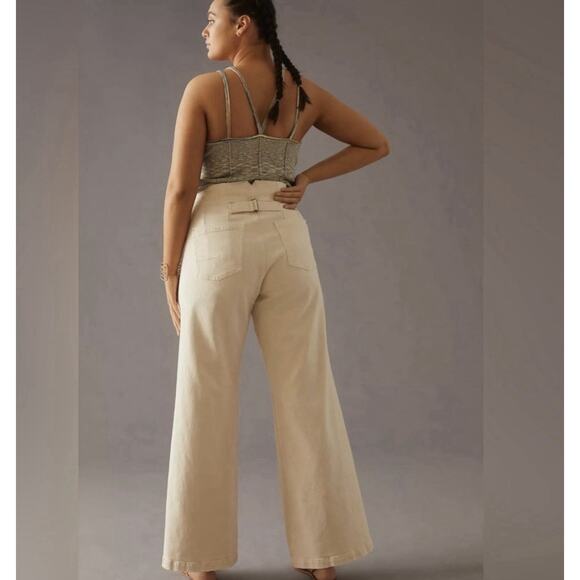 Pilcro Anthropologie The Kit High Rise Wide Leg Utility Trousers Size 29 Beige - Picture 3 of 13